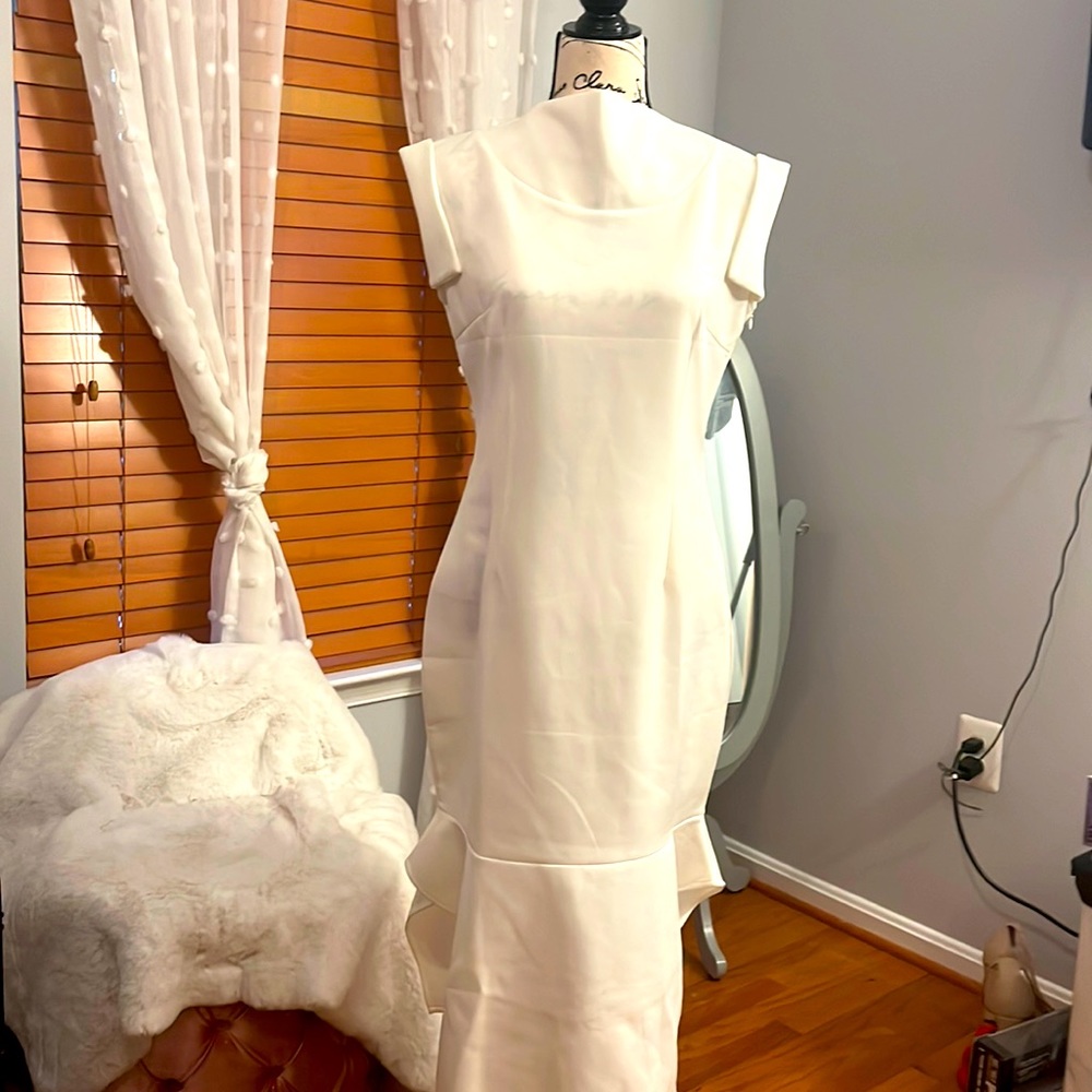 White Cap Sleeved Dress